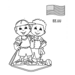 Dibujo para colorear Chicos Estadounidenses Para Colorear