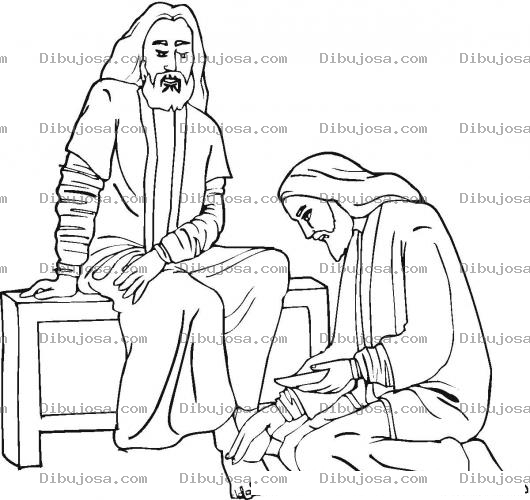 Dibujo para colorear Dibujo para pintar de Jesus Lavando los pies