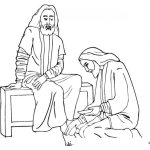 Dibujo para colorear Dibujo para pintar de Jesus Lavando los pies