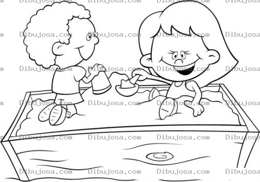 Dibujo para colorear Colorear Ninos Jugando Arena