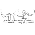 Dibujo para colorear Colorear Muchacho Caminando Por El Bosque
