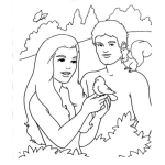 Dibujo para colorear Dibujo de Adan y Eva en el Eden