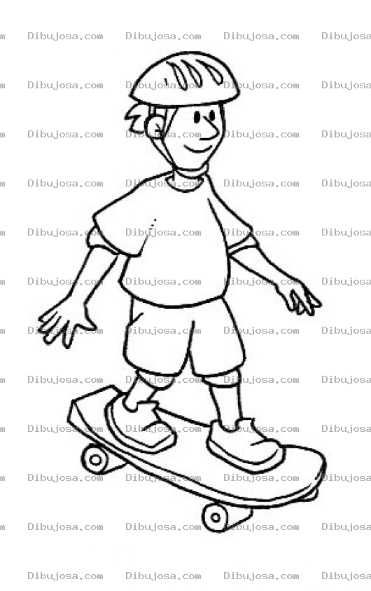 Dibujo para colorear Colorear Eskeiter Patinador Con Su Patineta