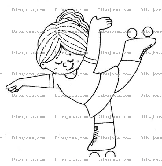 Dibujo para colorear Chica En Minifalda Con Patines Para Pintar