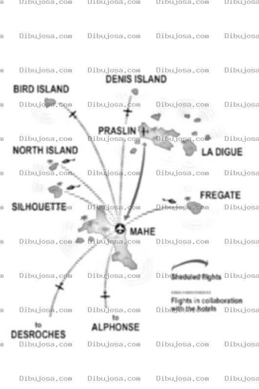 Dibujo para colorear Seychelles Islands Map Coloring Page Coconut Islands