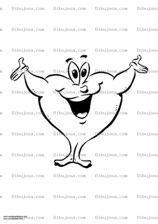 Dibujo para colorear Colorear Corazon Saludable Musculoso Y Fortachon