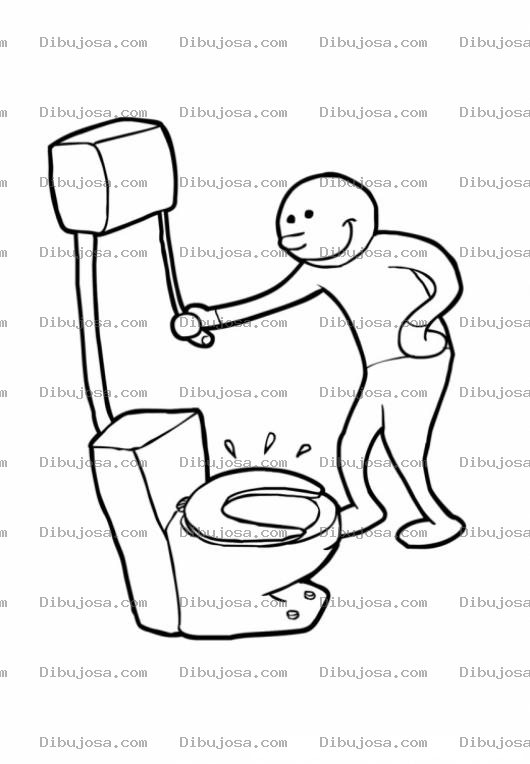 Dibujo para colorear Colorear Hombre Echando Agua En El Inhodoro
