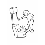 Dibujo para colorear Colorear Hombre Echando Agua En El Inhodoro