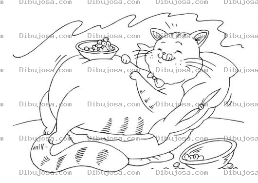 Dibujo para colorear Gato Obeso Para Colorear