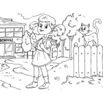 Dibujo para colorear Chica Entrando Al Colegio Para Colorear