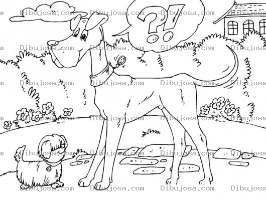 Dibujo para colorear Perro Grande Y Perro Pequeno Para Colorear