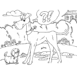 Dibujo para colorear Perro Grande Y Perro Pequeno Para Colorear
