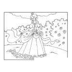 Dibujo para colorear Princesa En Jardin De Rosas Para Colorear