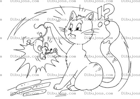 Dibujo para colorear Gata Con Raton Para Colorear