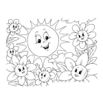 Dibujo para colorear Colorear Sol Con Flores