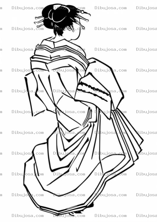 Dibujo para colorear Geisha Para Colorear