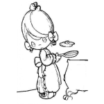 Dibujo para colorear Nina de Precious Moments cocinando un huevo