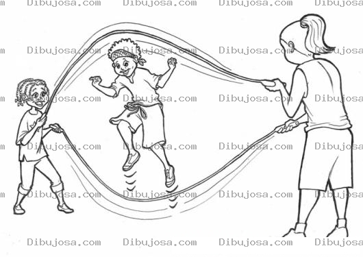 Dibujo para colorear Colorear Ninos Saltando Cuerda