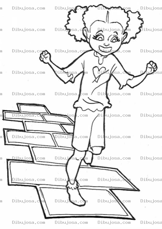 Dibujo para colorear Colorear Chica Saltando El Avioncito