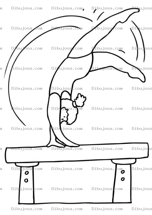 Dibujo para colorear Chica Gimnasta Practicando Gimnasia Para Colorer