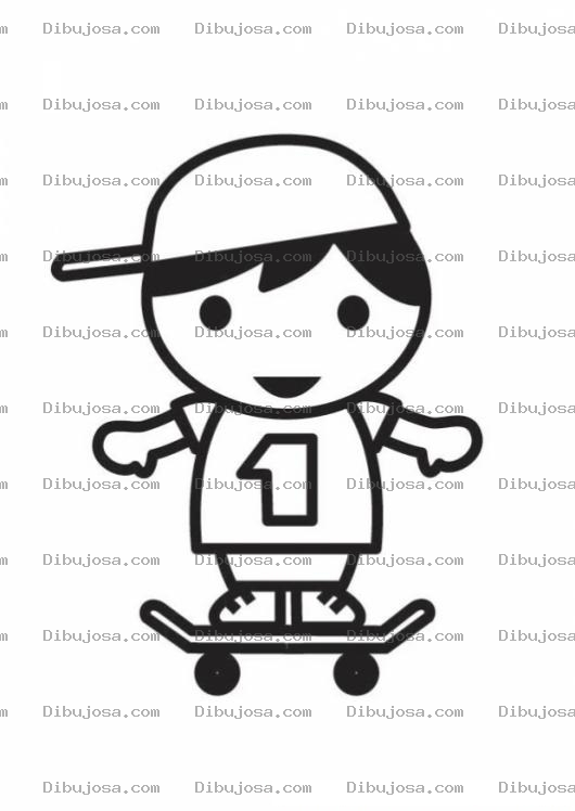Dibujo para colorear Munequito Sk8er En Patineta Para Colorear Y Pintar