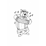 Dibujo para colorear Oso Con Acordion Para Colorear