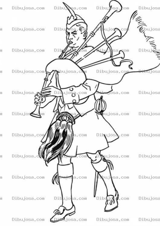 Dibujo para colorear Hombre Tocando La Gaita Para Colorear