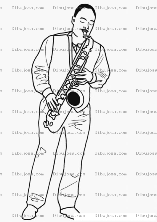 Dibujo para colorear Saxofonista Para Colorear
