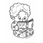 Dibujo para colorear Colorear Bebeb Leyendo Libro De Miedo