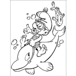 Dibujo para colorear Colorear Pitufo Sobre Un Delfin