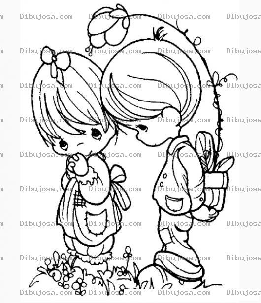Dibujo para colorear Pareja de Precious Moments para pintar