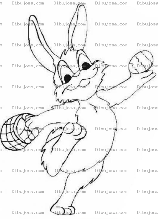 Dibujo para colorear Colorear Conejito De Pascuas Feliz Con Su Canastita
