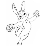 Dibujo para colorear Colorear Conejito De Pascuas Feliz Con Su Canastita