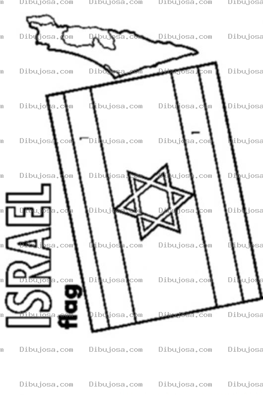 Dibujo para colorear ISRAEL Mapa De Israel Y Bandera De Israel Para Colorer