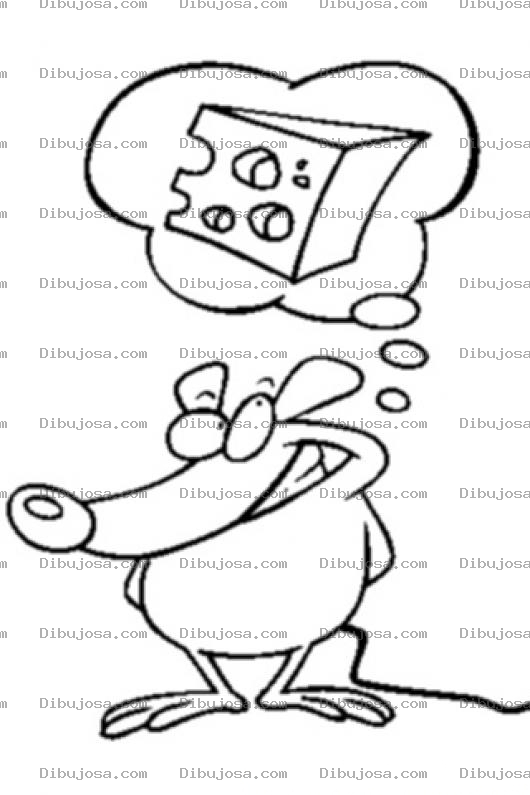 Dibujo para colorear Raton Pensando En Queso Para Pintar