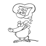 Dibujo para colorear Raton Pensando En Queso Para Pintar