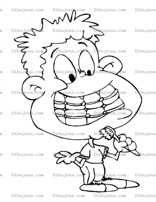 Dibujo para colorear Chico Con Brackets Y Cepillo De Dientes Para Colorear