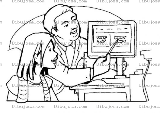 Dibujo para colorear Dibujo De Dentista Mostrando Una Radiografia De Dientes