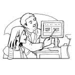 Dibujo para colorear Dibujo De Dentista Mostrando Una Radiografia De Dientes