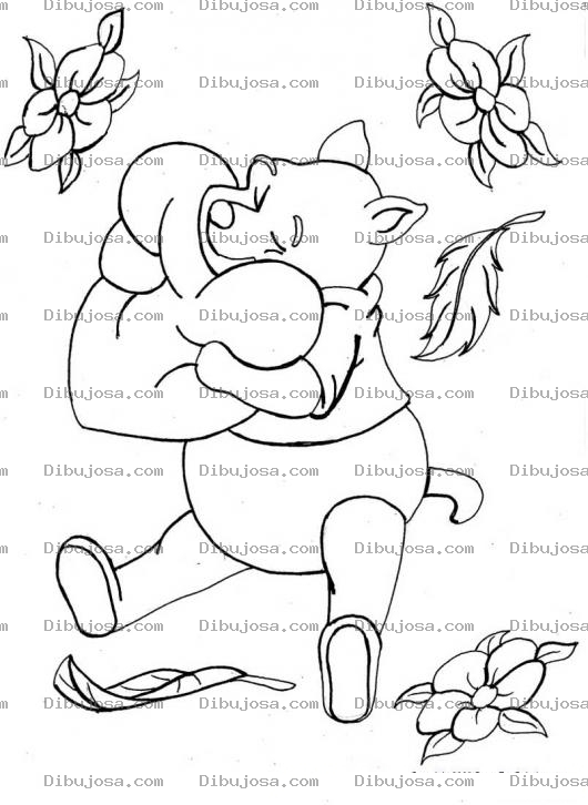 Dibujo para colorear Winnie Pooh abrazando un corazon