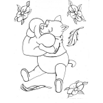Dibujo para colorear Winnie Pooh abrazando un corazon