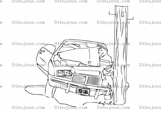 Dibujo para colorear Colorear Carro Accidentado Choque Con Un Poste Accidente Vehicular