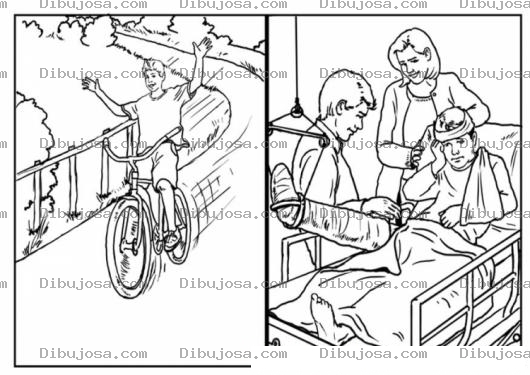 Dibujo para colorear Colorear Accidente De Bicicleta