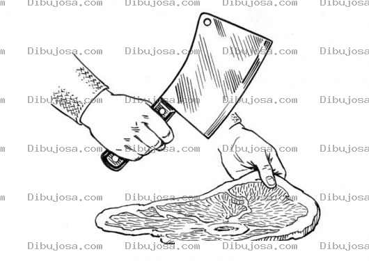 Dibujo para colorear Colorear Carnicero Partiendo Carne