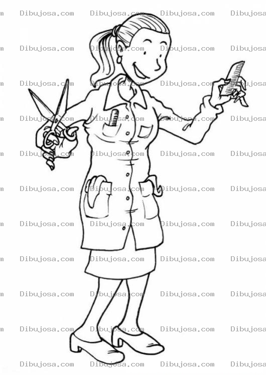 Dibujo para colorear Colorear Estilista Peluquera Peinadora Cortadora De Pelo