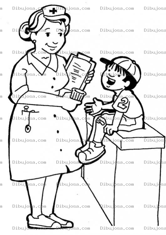 Dibujo para colorear Colorear Enfermera Con Un Chico