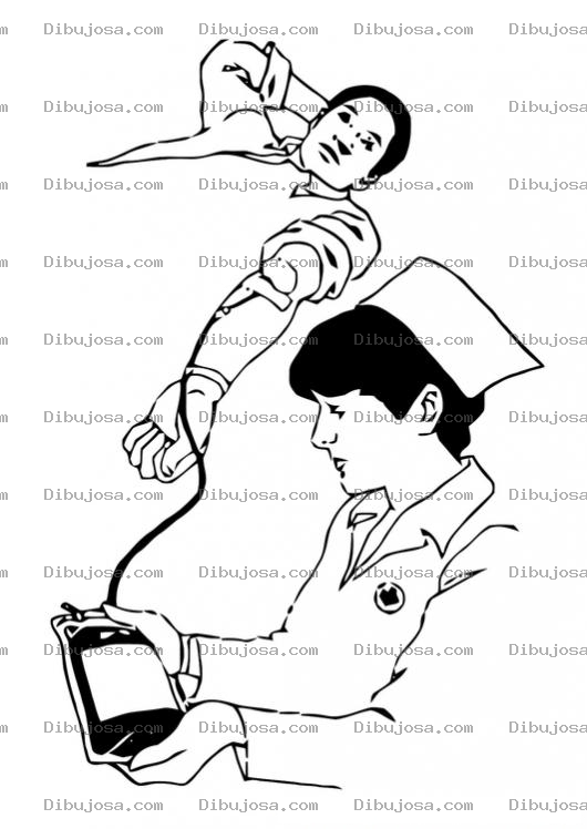 Dibujo para colorear Colorear Enfermera Con Un Enfermo Recibiendo Transfusion De Sangre