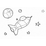 Dibujo para colorear Colorear Nave Espacial Con Estrellas La Luna Y La Tierra