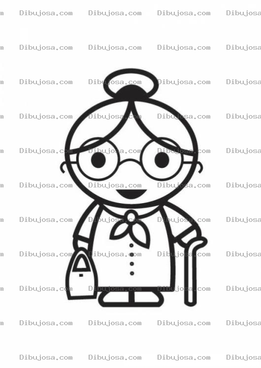 Dibujo para colorear Colorear Viejita Con Baston