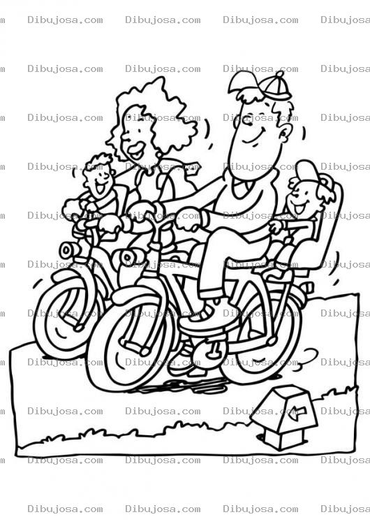 Dibujo para colorear Colorear Familia En Bicicleta